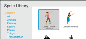 Die Figur "Cassy Dance" von Scratch